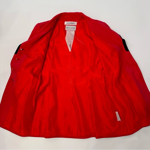 Vintage Rena Lange Silk Linen Jacket Special Buttons Bows 6 - Picture 6 of 8